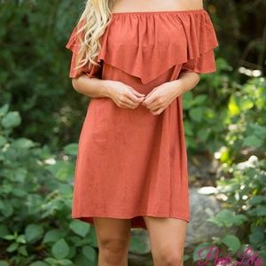 Walking My Way Off Shoulder Dress